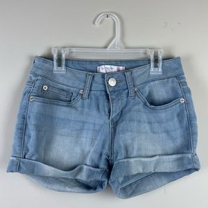 cuffed denim shorts